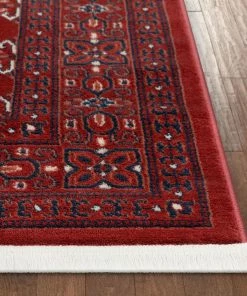 Well Woven Brio Bokhara Vintage Antique Tribal Floral Pattern Crimson Rug
