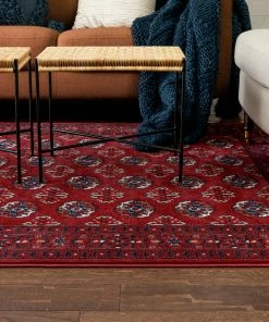 Well Woven Brio Bokhara Vintage Antique Tribal Floral Pattern Crimson Rug