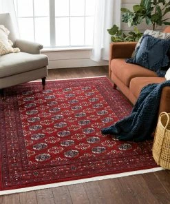 Well Woven Brio Bokhara Vintage Antique Tribal Floral Pattern Crimson Rug