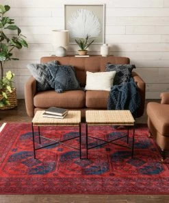 Well Woven Donte Bokhara Vintage Antique Tribal Geometric Pattern Crimson Rug