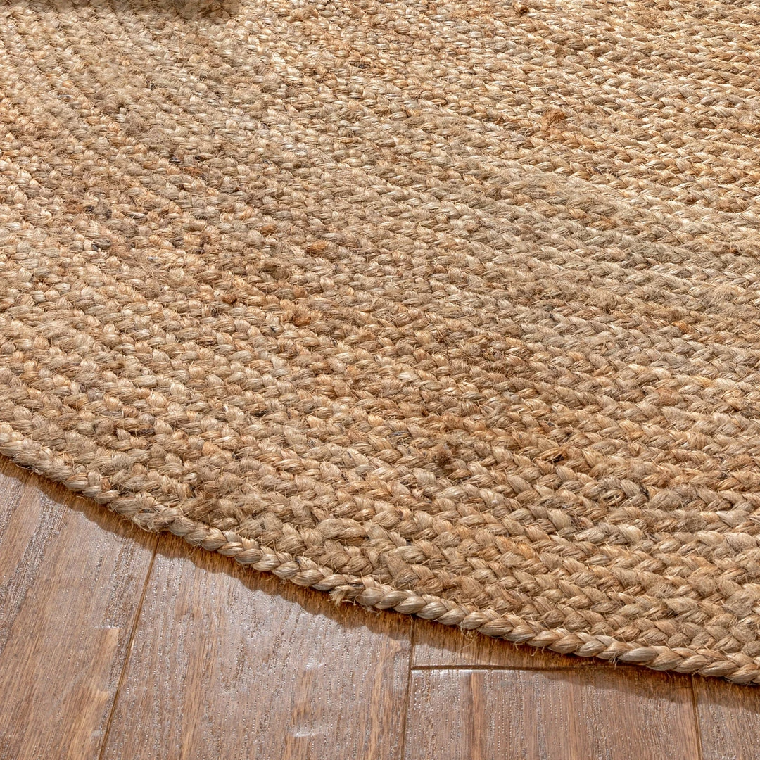 Well Woven Larissa Jute Rug Hand-Braided Basket Weave Jute Rug Farmhouse Solid Pattern Natural Color Jute + Natural 5 Well Woven Larissa Jute Rug Hand-Braided Basket Weave Jute Rug Farmhouse Solid Pattern Natural Color Jute + Natural