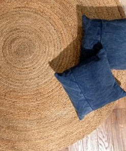 Well Woven Larissa Jute Rug Hand-Braided Basket Weave Jute Rug Farmhouse Solid Pattern Natural Color Jute + Natural