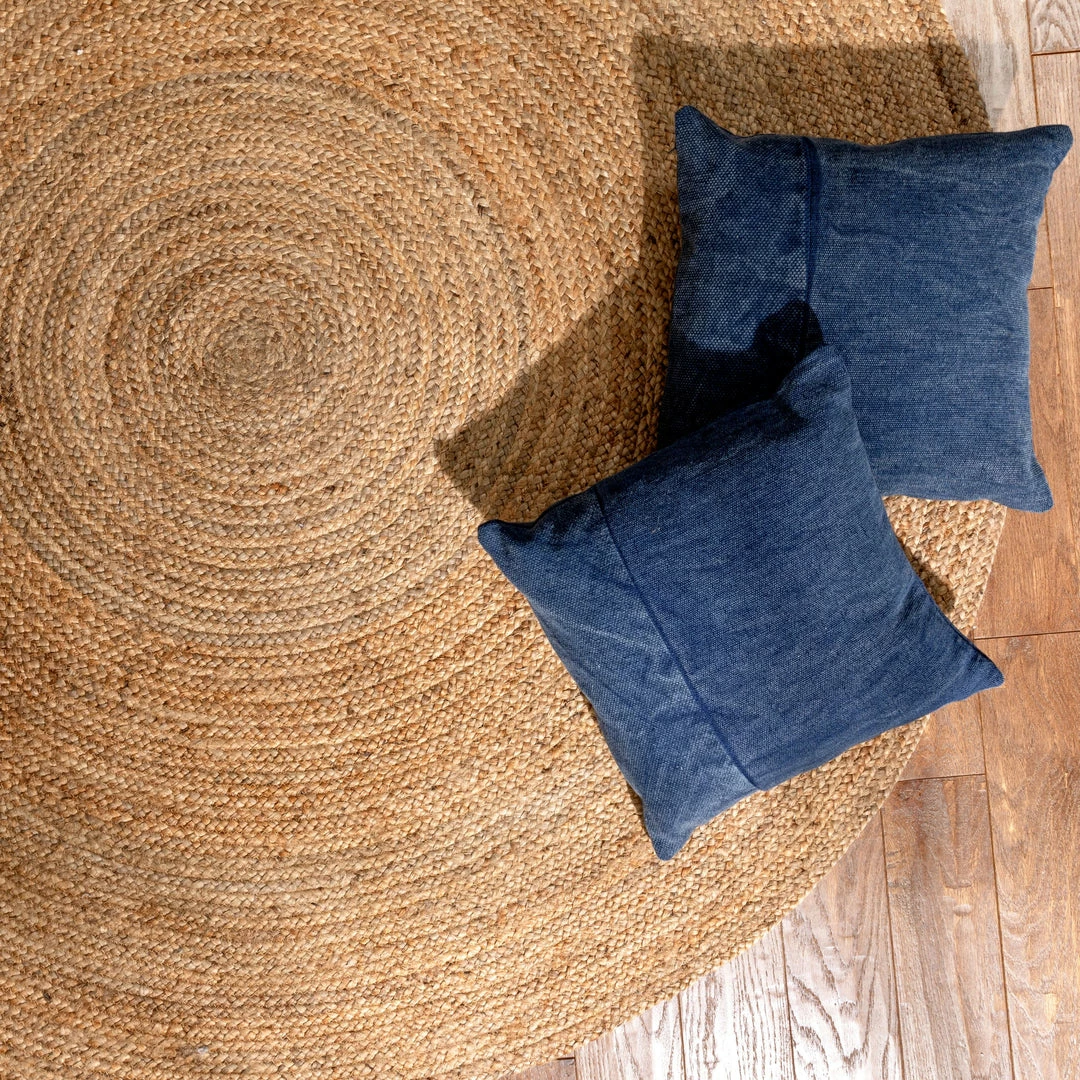 Well Woven Larissa Jute Rug Hand-Braided Basket Weave Jute Rug Farmhouse Solid Pattern Natural Color Jute + Natural 2 Well Woven Larissa Jute Rug Hand-Braided Basket Weave Jute Rug Farmhouse Solid Pattern Natural Color Jute + Natural