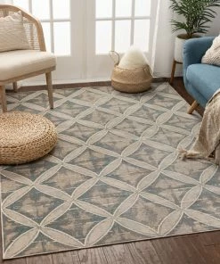 Well Woven Sofia Beige Vintage Modern Trellis Rug