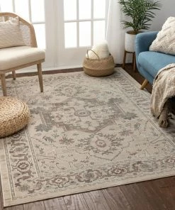 Well Woven Mariah Beige Vintage Oriental Medallion Rug