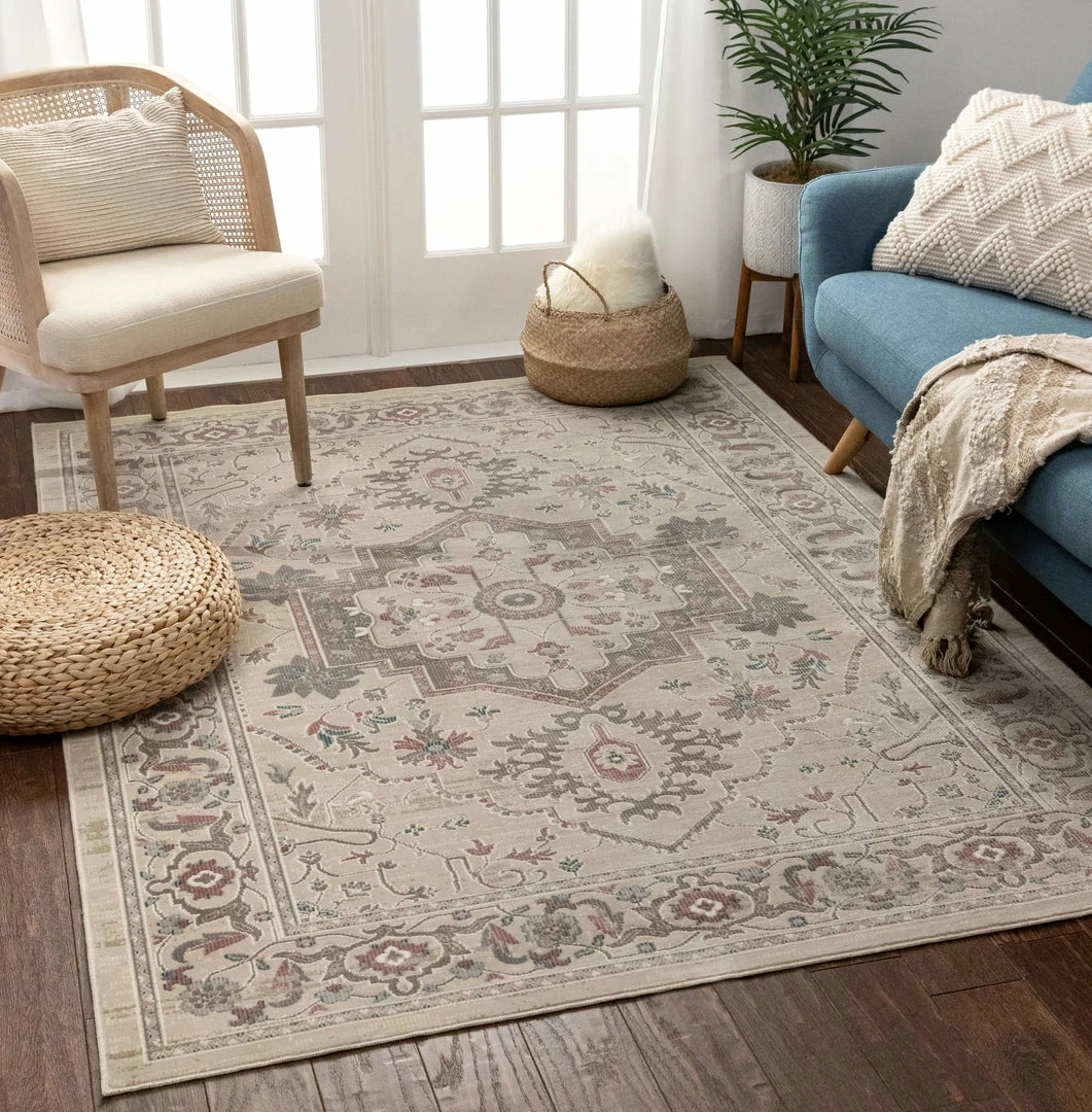Well Woven Mariah Beige Vintage Oriental Medallion Rug 2 Well Woven Mariah Beige Vintage Oriental Medallion Rug