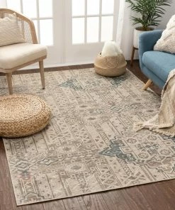 Well Woven Magnolia Beige Vintage Abstract Geometric Rug
