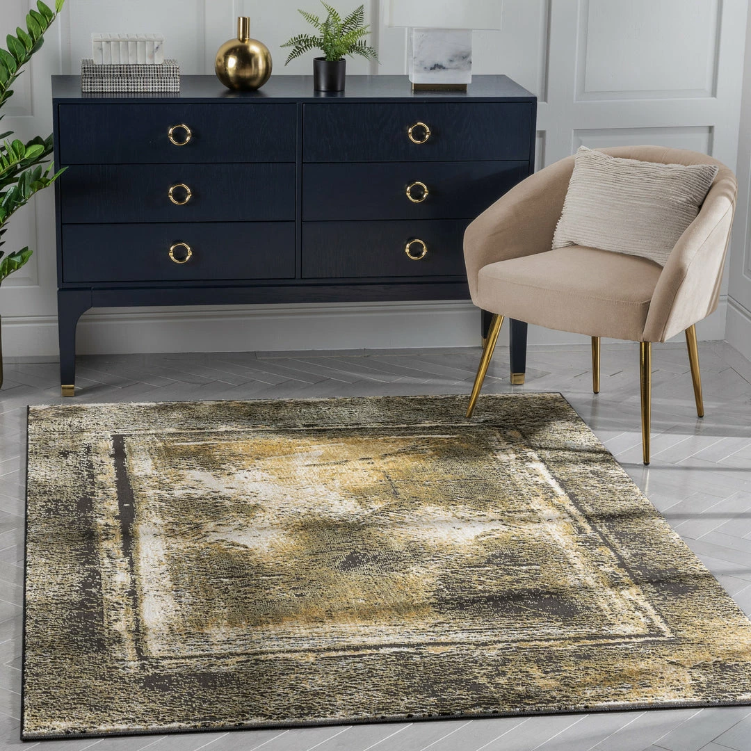 Well Woven Global Zaynab Vintage Abstract Border Yellow Glam Rug 1 Well Woven Global Zaynab Vintage Abstract Border Yellow Glam Rug