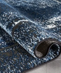 Well Woven Global Zaynab Vintage Abstract Border Navy Blue Glam Rug