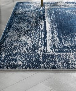 Well Woven Zaynab Vintage Abstract Border Blue Glam Rug Global