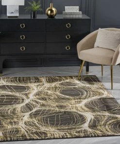Well Woven Global Sinead Vintage Abstract Yellow Glam Rug