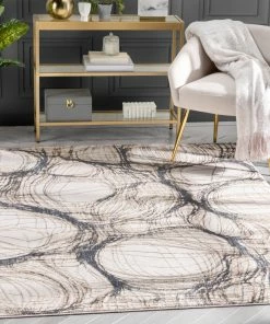 Well Woven Sinead Vintage Modern Abstract Ivory Glam Rug Global