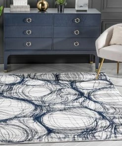 Well Woven Global Sinead Vintage Modern Abstract Blue Glam Rug