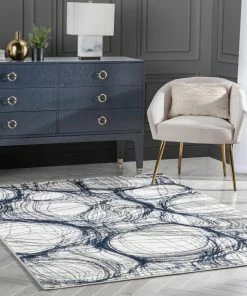 Well Woven Global Sinead Vintage Modern Abstract Blue Glam Rug