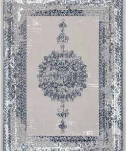 Well Woven Gemma Vintage Medallion Oriental Blue Glam Rug Global