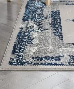 Well Woven Gemma Vintage Medallion Oriental Blue Glam Rug Global