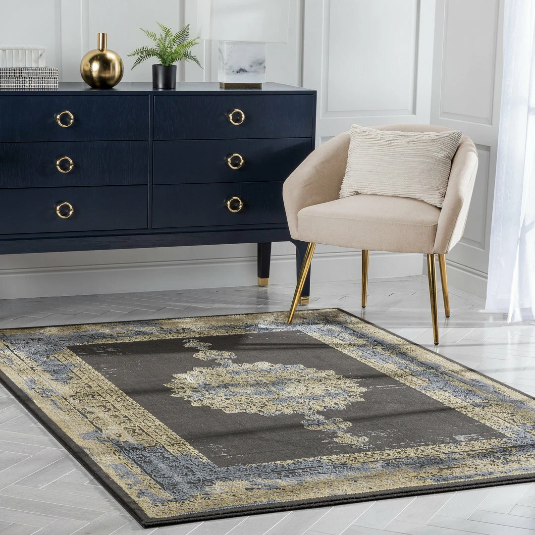 Well Woven Gemma Vintage Medallion Oriental Dark Grey Glam Rug 6 Well Woven Gemma Vintage Medallion Oriental Dark Grey Glam Rug