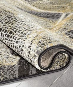 Well Woven Gillian Modern Abstract Yellow Glam Rug Vintage