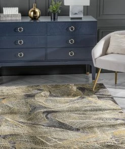 Well Woven Gillian Modern Abstract Yellow Glam Rug Vintage