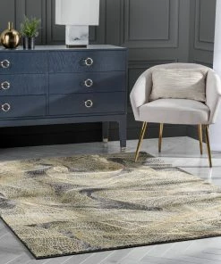 Well Woven Gillian Modern Abstract Yellow Glam Rug Vintage