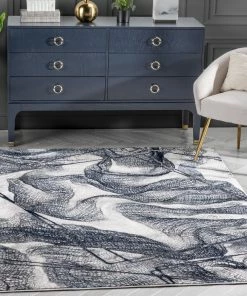 Well Woven Gillian Vintage Modern Abstract Blue Glam Rug