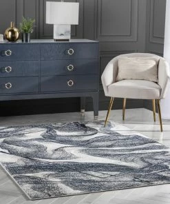 Well Woven Gillian Vintage Modern Abstract Blue Glam Rug