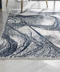 Well Woven Gillian Vintage Modern Abstract Blue Glam Rug