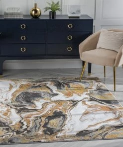 Well Woven Fay Modern Abstract Yellow Glam Rug