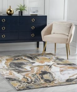 Well Woven Fay Modern Abstract Yellow Glam Rug