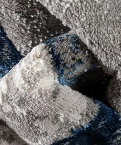 Well Woven Allegra Modern Abstract Blue Glam Rug Vintage