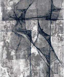 Well Woven Allegra Modern Abstract Blue Glam Rug Vintage