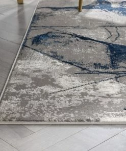 Well Woven Allegra Modern Abstract Blue Glam Rug Vintage