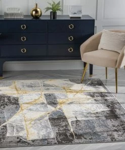 Well Woven Allegra Modern Abstract Grey Glam Rug