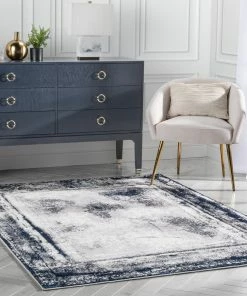 Well Woven Isolde Vintage Abstract Border Blue Glam Rug Global