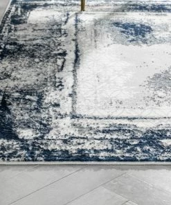Well Woven Isolde Vintage Abstract Border Blue Glam Rug Global