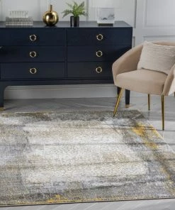 Well Woven Joelle Vintage Abstract Floral Yellow Glam Rug Global