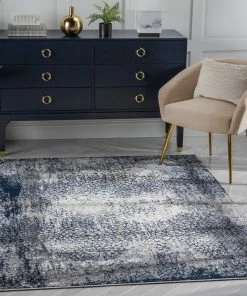 Well Woven Global Joelle Vintage Abstract Floral Blue Glam Rug