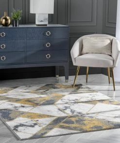 Well Woven Global Nikita Vintage Geometric Yellow Glam Rug