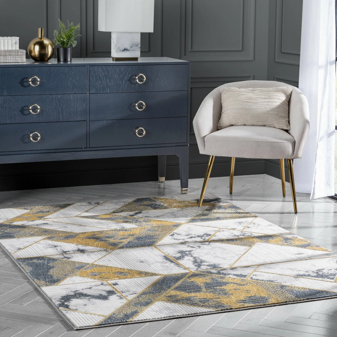 Well Woven Global Nikita Vintage Geometric Yellow Glam Rug 1 Well Woven Global Nikita Vintage Geometric Yellow Glam Rug