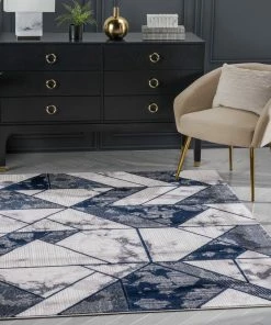 Well Woven Nikita Vintage Geometric Blue Glam Rug
