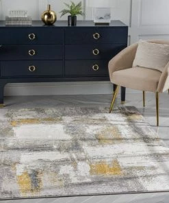 Well Woven Thalia Vintage Abstract Yellow Glam Rug