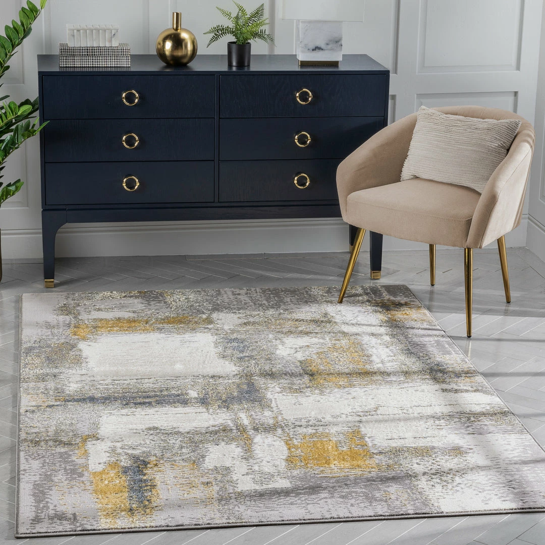 Well Woven Thalia Vintage Abstract Yellow Glam Rug 1 Well Woven Thalia Vintage Abstract Yellow Glam Rug