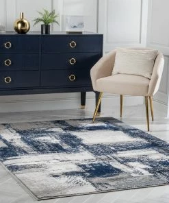 Well Woven Thalia Vintage Abstract Blue Glam Rug