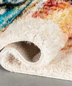 Well Woven Sariah Modern Abstract Ivory Multi Shag Rug