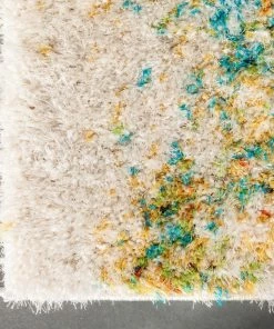 Well Woven Sariah Modern Abstract Ivory Multi Shag Rug