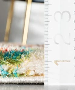 Well Woven Sariah Modern Abstract Ivory Multi Shag Rug