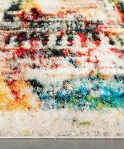 Well Woven Sariah Modern Abstract Ivory Multi Shag Rug