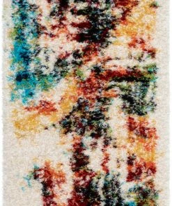 Well Woven Sariah Modern Abstract Ivory Multi Shag Rug