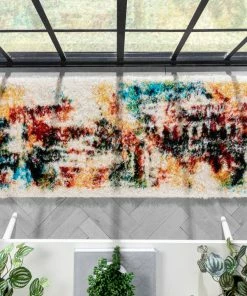 Well Woven Sariah Modern Abstract Ivory Multi Shag Rug