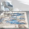 Well Woven Geometric Sariah Modern Abstract Ivory Blue Shag Rug